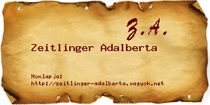 Zeitlinger Adalberta névjegykártya